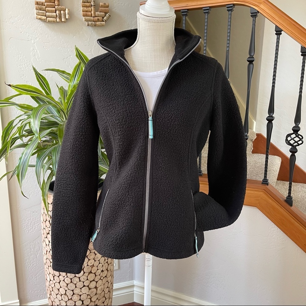 Eddie Bauer Black Full Zip-Up Microfleece Jacket Size: M‎